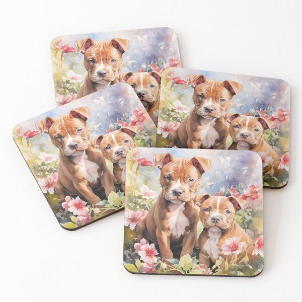 Item preview, Pitbull Pippies in a Flower Garden (watercolor) designed and sold by Samuelsboro.