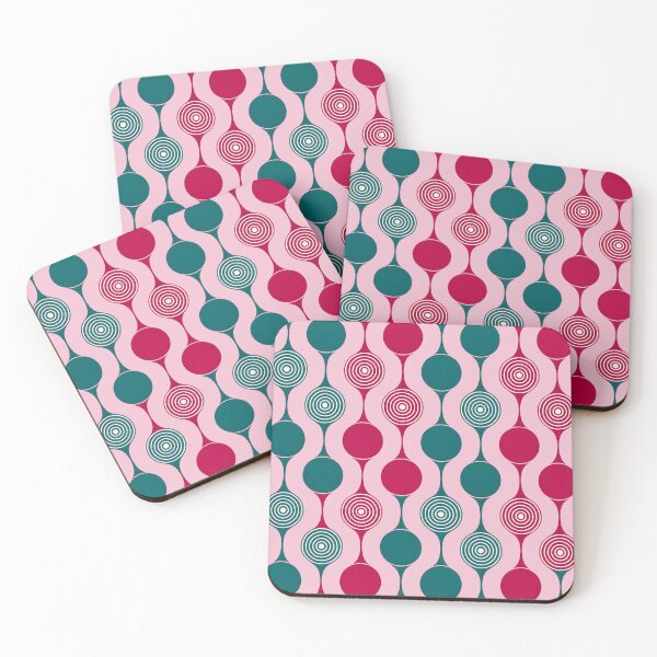 Item preview, Mid Century Modern Geometric Circles Pattern Pink, Berry designed and sold by Prints and Lifestyle.