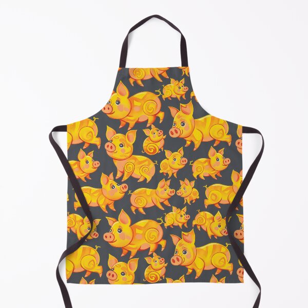 Item preview, Cheerful Piglets Parade: Sunny Yellow Cartoon Piglet Pattern designed and sold by CoolCrazyQuirky.