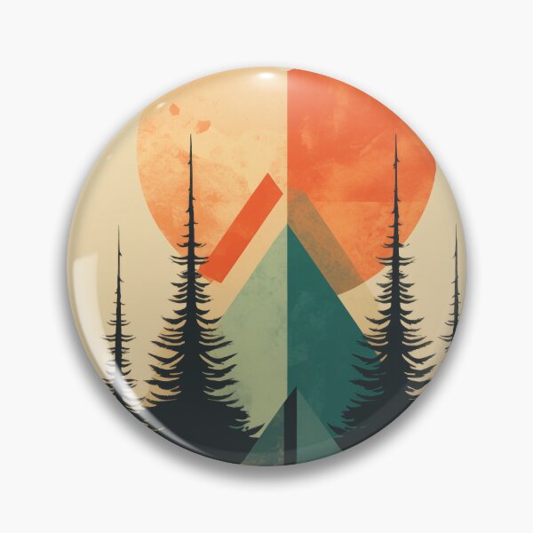 Item preview, retro style mountains and pine trees geometric symmetry designed and sold by Tara Neal.