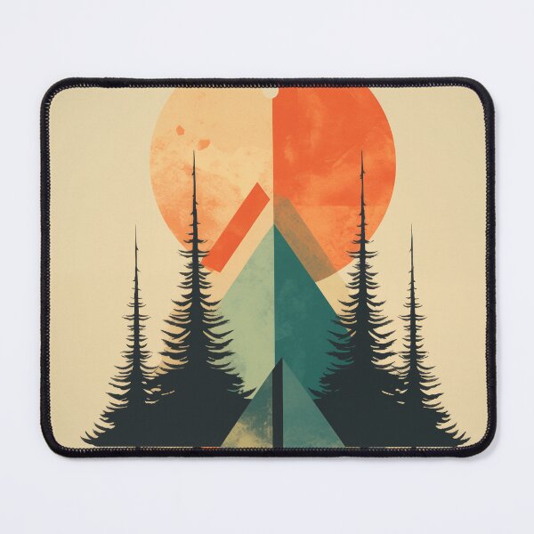 Item preview, retro style mountains and pine trees geometric symmetry designed and sold by Tara Neal.