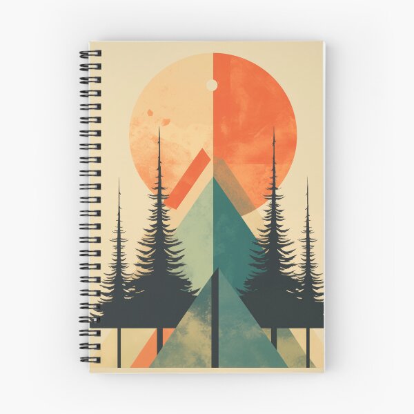 Item preview, retro style mountains and pine trees geometric symmetry designed and sold by Tara Neal.