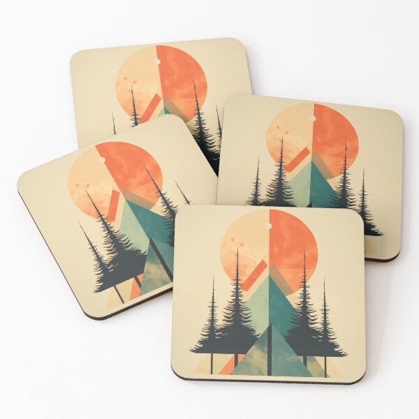 Item preview, retro style mountains and pine trees geometric symmetry designed and sold by Tara Neal.