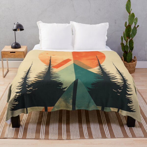 Item preview, retro style mountains and pine trees geometric symmetry designed and sold by Tara Neal.