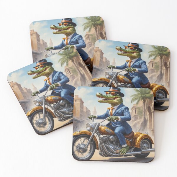 Item preview, The mysterious crocodile drives a motorcycle racing down the street designed and sold by Great-store4U.