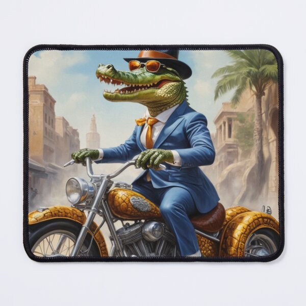 Item preview, The mysterious crocodile drives a motorcycle racing down the street designed and sold by Great-store4U.