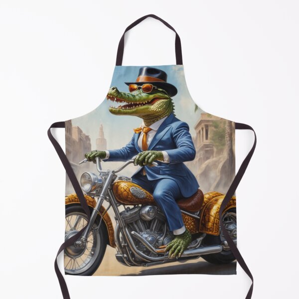 Item preview, The mysterious crocodile drives a motorcycle racing down the street designed and sold by Great-store4U.