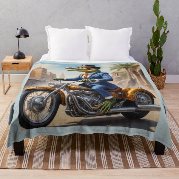 Item preview, The mysterious crocodile drives a motorcycle racing down the street designed and sold by Great-store4U.