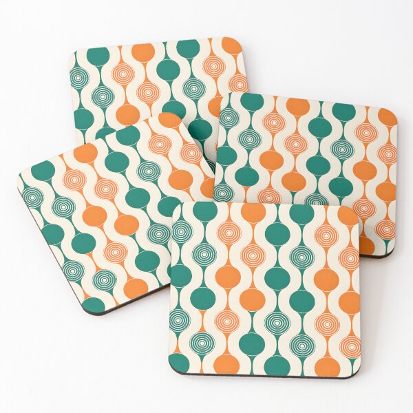 Item preview, Mid Century Modern Geometric Circles Pattern Orange, Green designed and sold by Prints and Lifestyle.