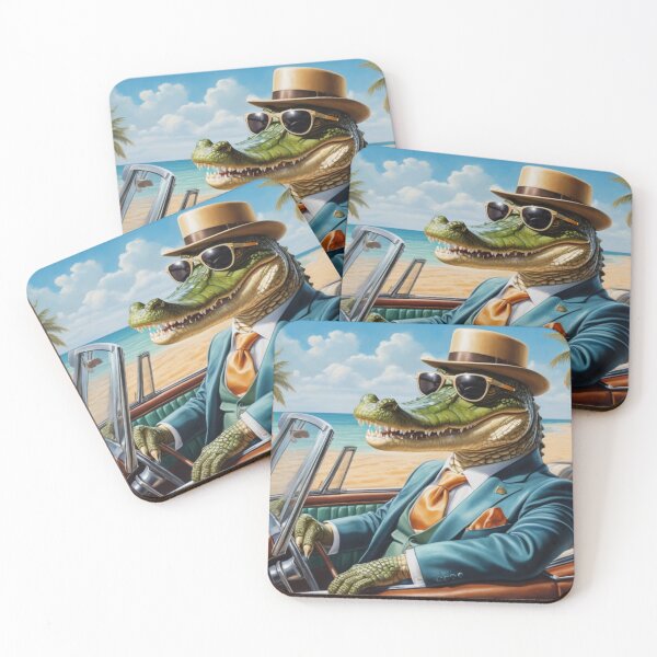 Item preview, Mysterious crocodile driving a luxury car on the beach designed and sold by Great-store4U.
