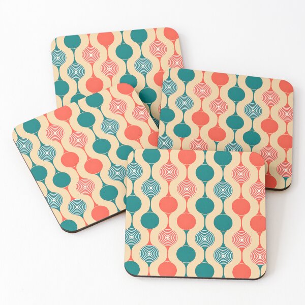 Item preview, Mid Century Modern Geometric Circles Pattern Coral, Cyan #2 designed and sold by Prints and Lifestyle.
