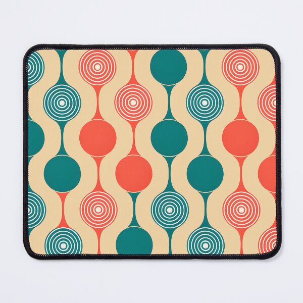 Item preview, Mid Century Modern Geometric Circles Pattern Coral, Cyan #2 designed and sold by Prints and Lifestyle.