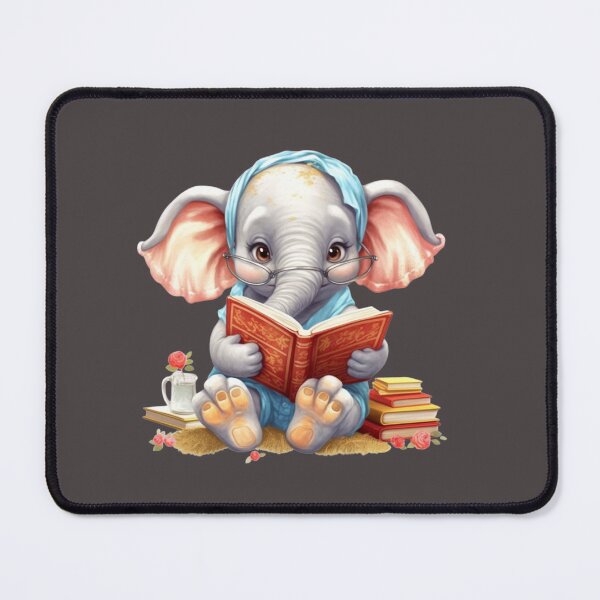 Item preview, Adorable Elephant reading with glasses! designed and sold by fribabywonder.