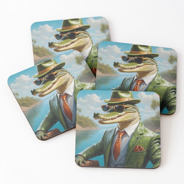 Item preview, Mysterious crocodile wearing a luxury suit on the beach designed and sold by Great-store4U.