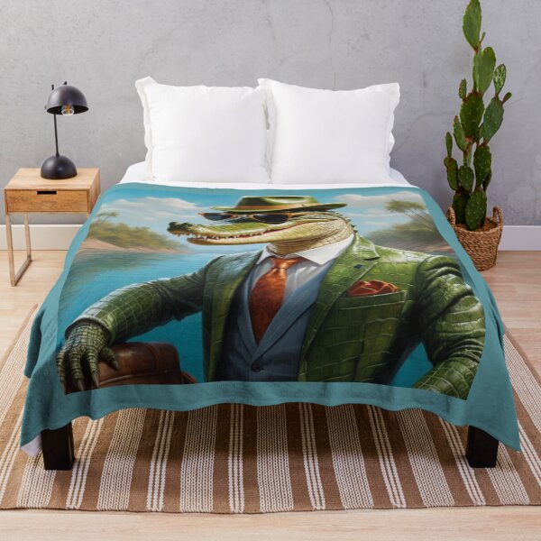 Item preview, Mysterious crocodile wearing a luxury suit on the beach designed and sold by Great-store4U.