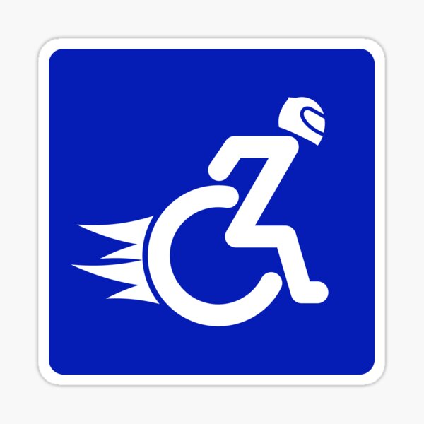 Sticker drôle de handicap signe. Figure de bâton faisant glisser