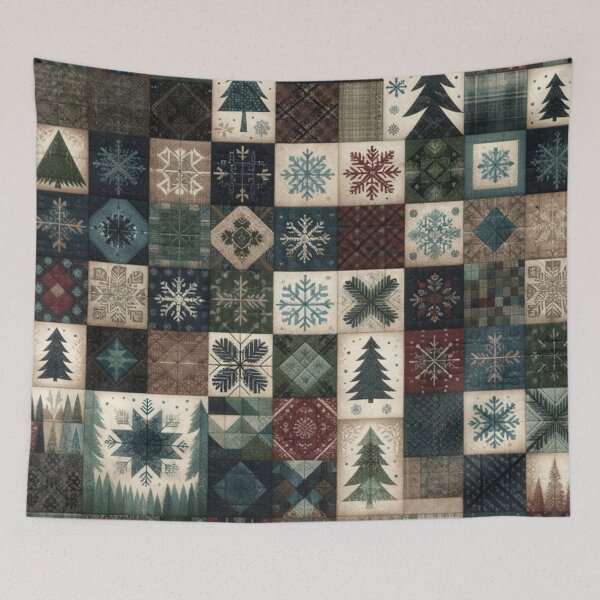 Item preview, Winter Inspired Patchwork Quilt designed and sold by PinUpPizzazz.