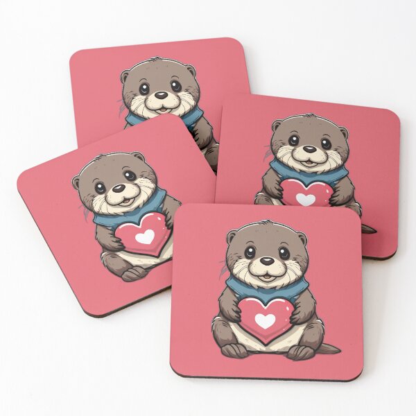 Item preview, Cute Baby Otter Holding A Heart - Valentine Animals designed and sold by Ignota-Stylz.