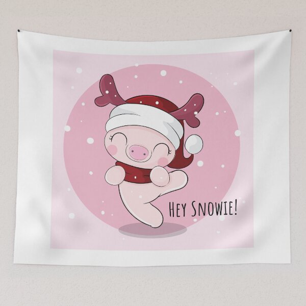 Item preview,  Snowy Delight: Flat Cute Pig in Winter Wonderland Illustration designed and sold by hjian8219.
