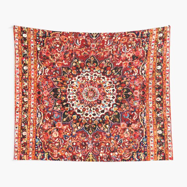 Antique Floral Persian Rug Pattern Tapestry