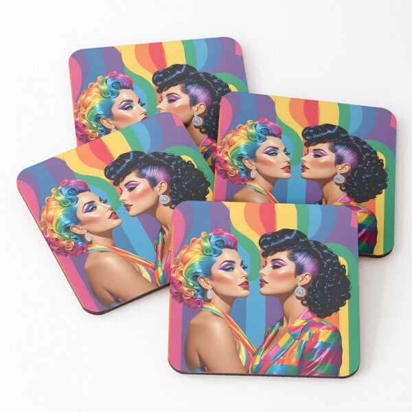 Item preview, Vintage Lesbian Couple Rainbow Pride LGBTQ Valentine's Day designed and sold by whimsiqueer.