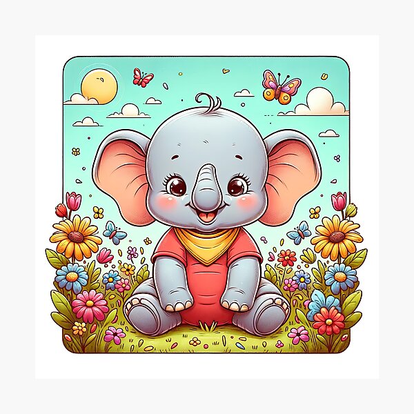 Item preview, Sunshine Smiles: The Cheerful Baby Elephant designed and sold by artwaves.