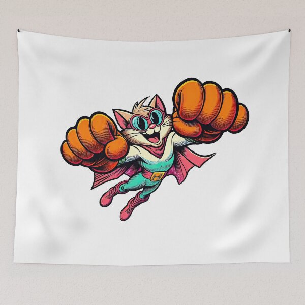 Item preview, Paws of Power: Dynamic Feline Superhero in Flight designed and sold by artwaves.