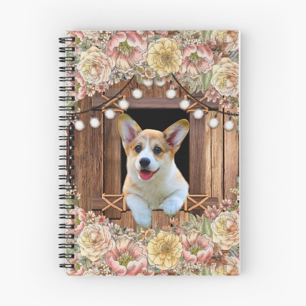 Artikelvorschau, Corgi im Holzfenster und Blumendekoration entworfen und verkauft von Clitus.
