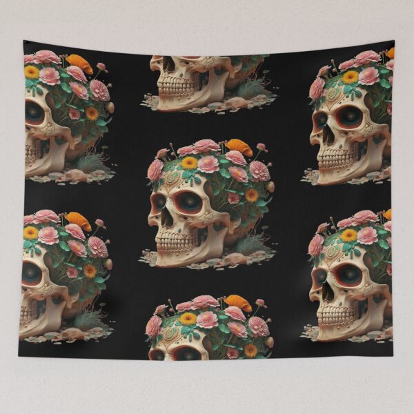 Item preview, "FLOWERS GROWING OUT OF THE SKULL". Funny skull meme designed and sold by Obinne.