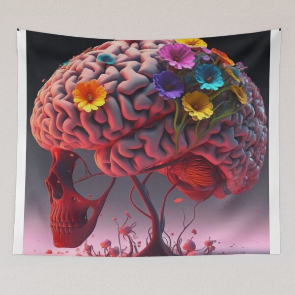 Item preview,  Pink Skull With Flowers". Funny skull meme designed and sold by Obinne.