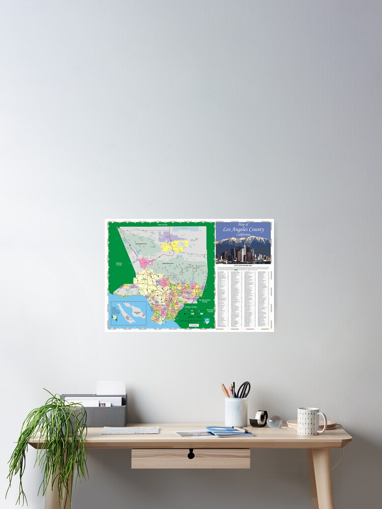 Map Of Los Angeles County Comprehensive Wall Map Poster For Sale By Cposter,small,product,750x1000.2 