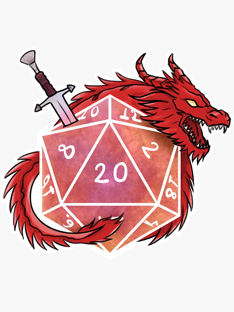 Dragon D20 Dice | Vinyl Sticker * Dragon D20 Dice | Vinyl Sticker *