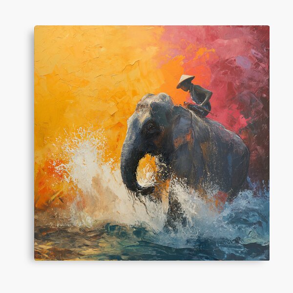 The Return of outlet Spring, Acrylic Painting of Elephants, Art, Original Painting, Picture, Elephant, Orange, Sunset, Summer, Acrylic