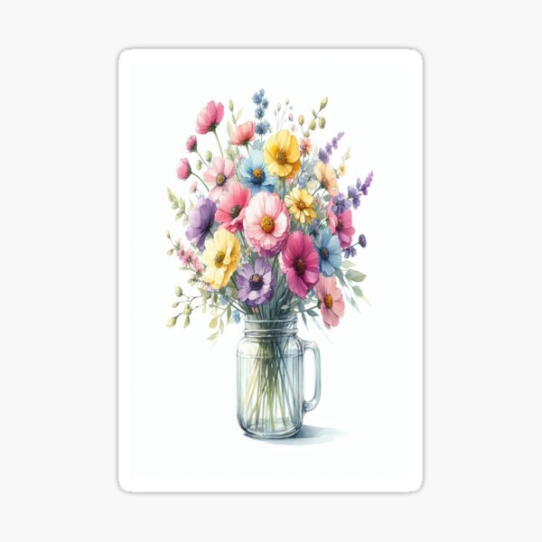 A Symphony of Colors and Textures: A Bountiful Bouquet in a Vase - www.fineaiart.art Sticker