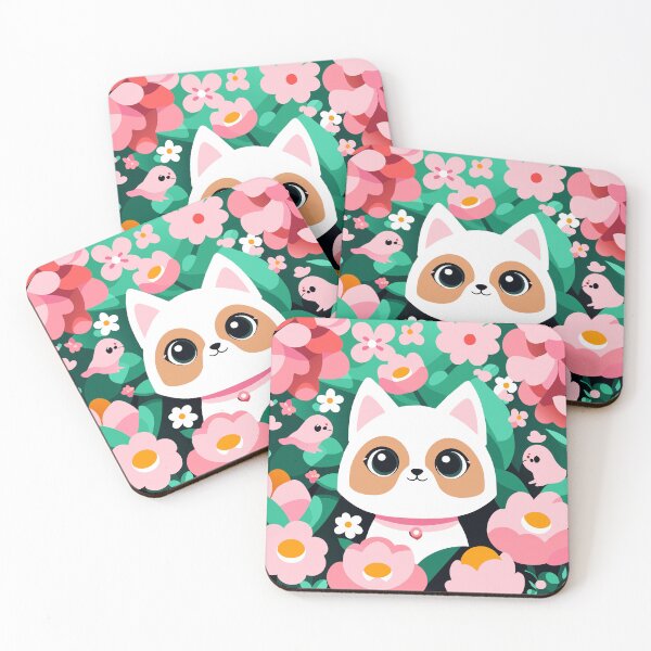 Item preview, Whiskers in Bloom: Kawaii Cat's Floral Frolic designed and sold by CutesyKoala.