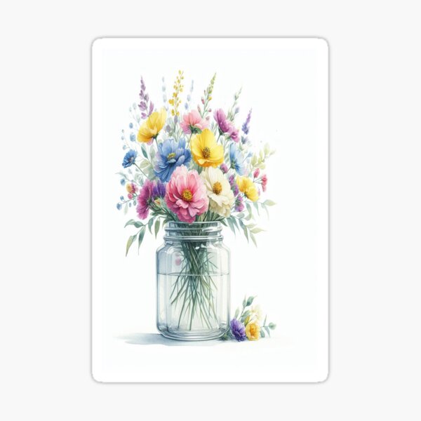A Symphony of Colors and Textures: A Bountiful Bouquet in a Vase - www.fineaiart.art Sticker