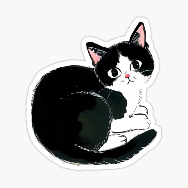 Kawaii Tuxedo Cat Sticker For Sale By Xiao Xuans Redbubble 9962