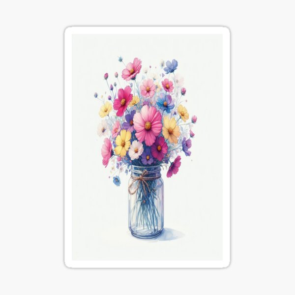 tonnyfroyen.com A Symphony of Colors and Textures: A Bountiful Bouquet in a Vase Sticker