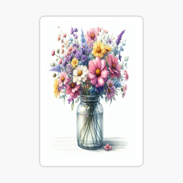 A Symphony of Colors and Textures: A Bountiful Bouquet in a Vase - www.fineaiart.art Sticker