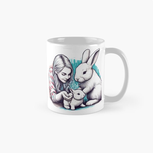 Item preview, A white rabbit mom and dad are showering love on their baby bunny in front:  Watercolor designed and sold by PaintMeWorld.
