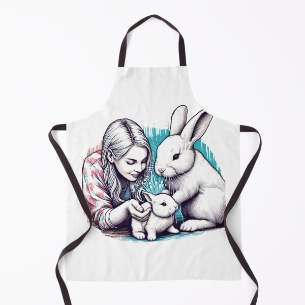 Item preview, A white rabbit mom and dad are showering love on their baby bunny in front: Watercolor designed and sold by PaintMeWorld.