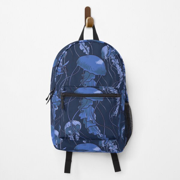 Item preview, Pattern of blue jellyfish floating in dark waters designed and sold by Camille Maestracci.