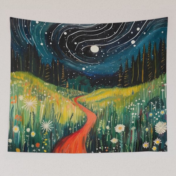 Item preview, Dream-like Flower Field Night Sky  designed and sold by AllPrintsMore.