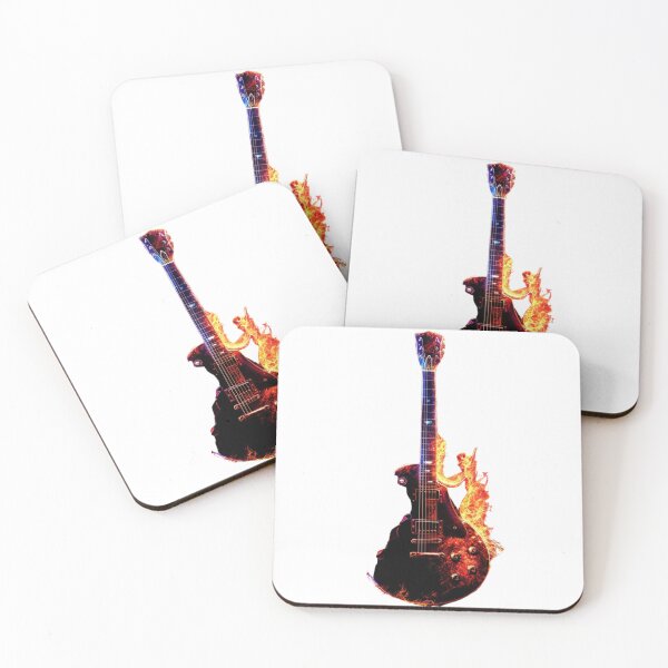 Item preview, Flaming Electric Guitar on Black Background designed and sold by kitidach-create.