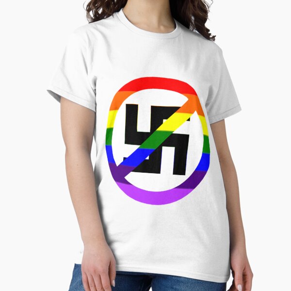Vista previa del artículo con la obra «Bandera anti nazi del arco iris», diseñado y vendido por JustAPoeBoy.