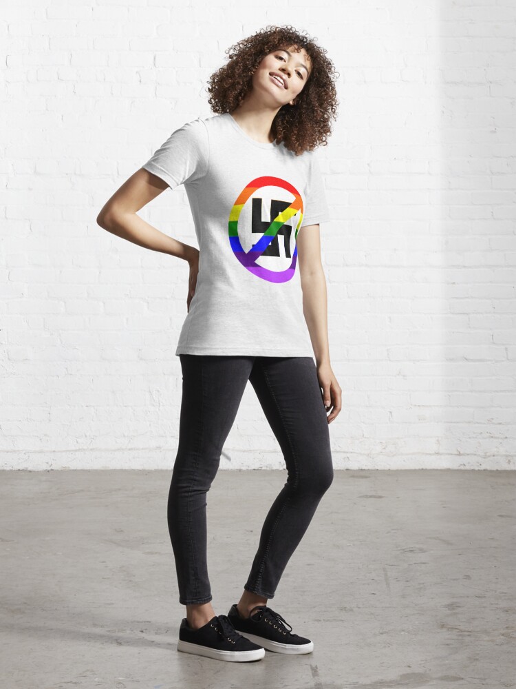 Essential T-Shirt for Sale mit Anti-Nazi-Regenbogen-Flagge von