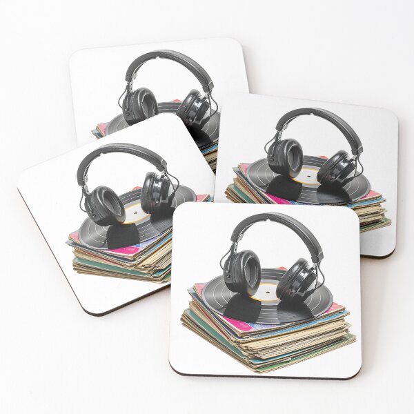 Item preview, Headphones Resting on a Stack of Vinyl Records designed and sold by kitidach-create.