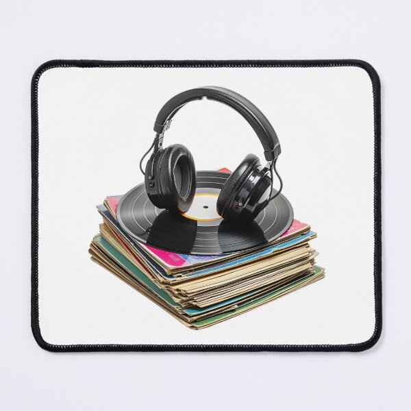 Item preview, Headphones Resting on a Stack of Vinyl Records designed and sold by kitidach-create.