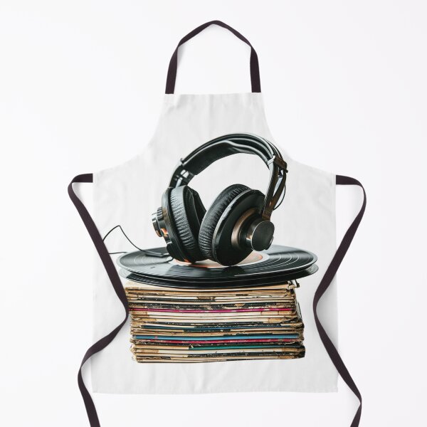 Item preview, Headphones Resting on a Stack of Vinyl Records designed and sold by kitidach-create.