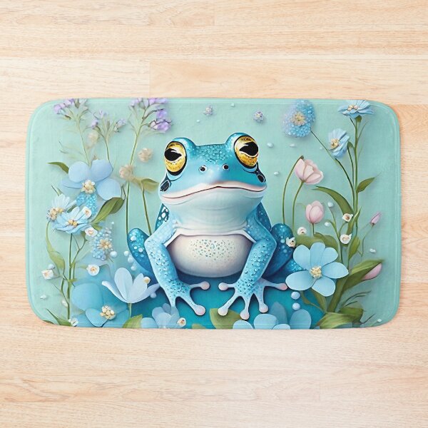 Item preview, Cute Blue Frog with Flowers designed and sold by Frogs All Mighty  & Friends.